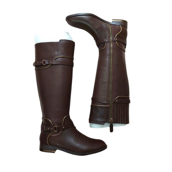 BCBGMAXAZARIA Brown Calf Leather Riding Boots Retail $398 Size 6 - Picture 2 of 12